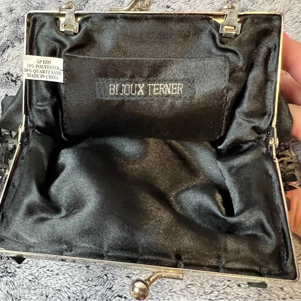 Vintage Bijoux Terner Black Sequin Beaded Sequined Evening Bag